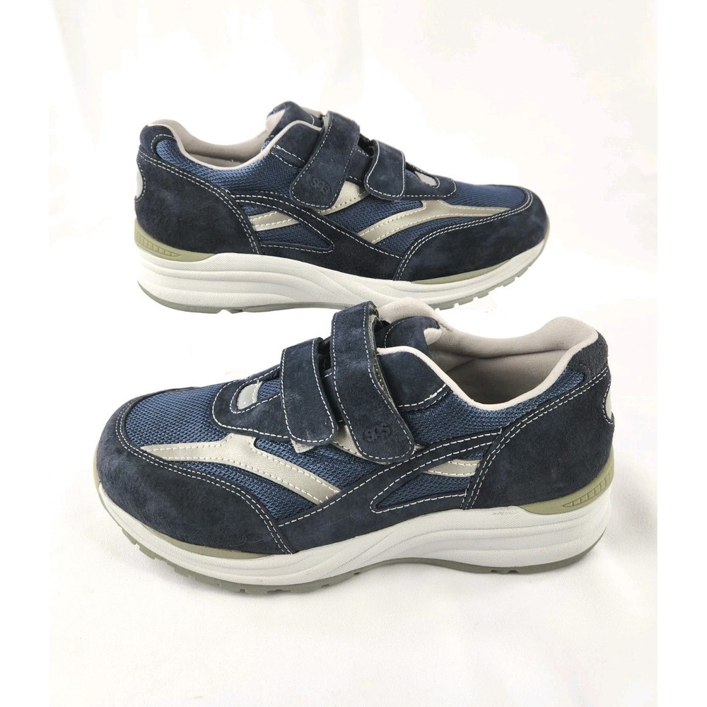 SAS JV Mesh Mens Sz 10 W Wide Navy Blue Suede Comfort Walking Sneakers‎ Shoes